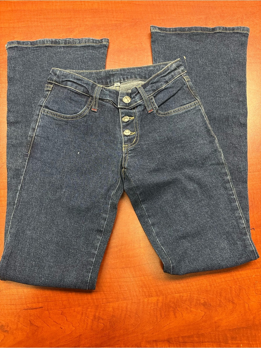Women’s Dark Wash Bootcut Jeans with Button Fly